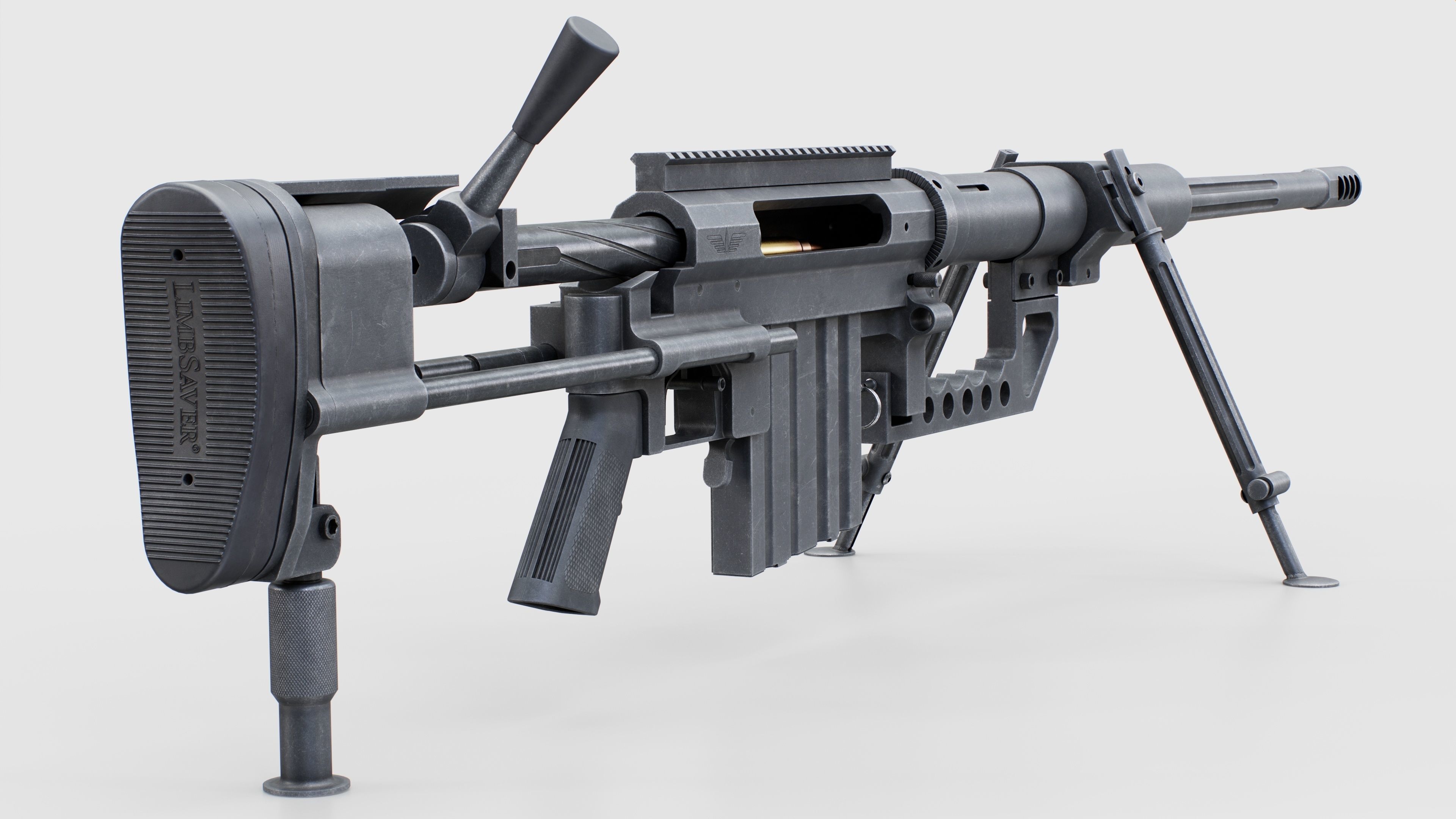CheyTac M200 Intervention Sniper Rifle Low-poly 3D model_23