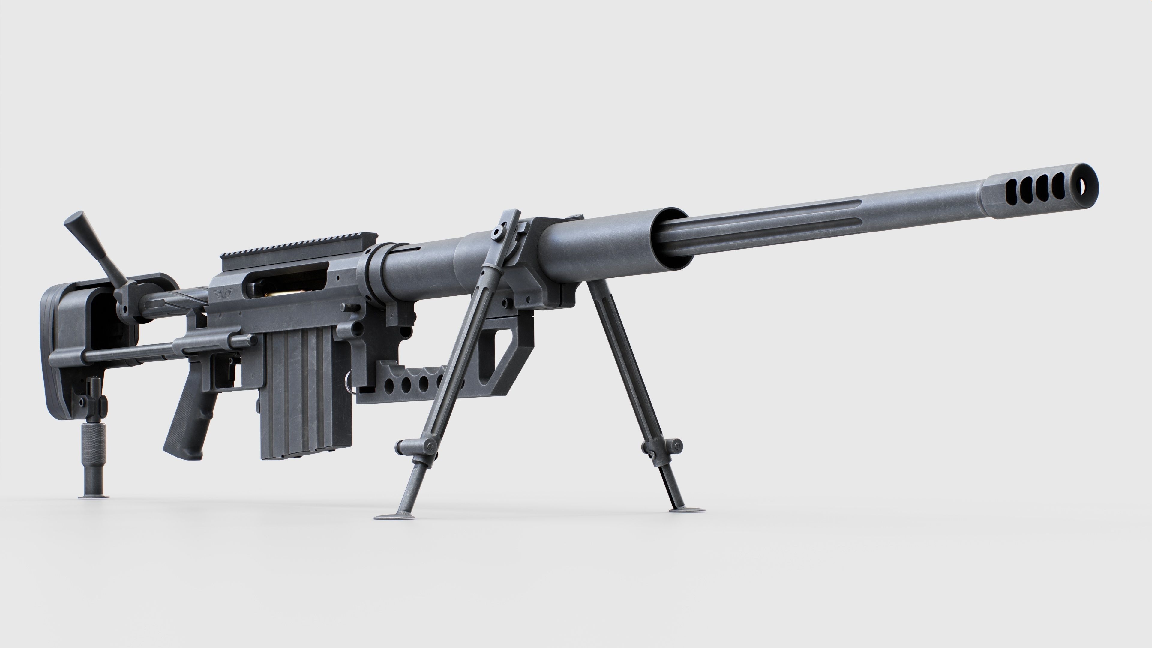 CheyTac M200 Intervention Sniper Rifle Low-poly 3D model_7