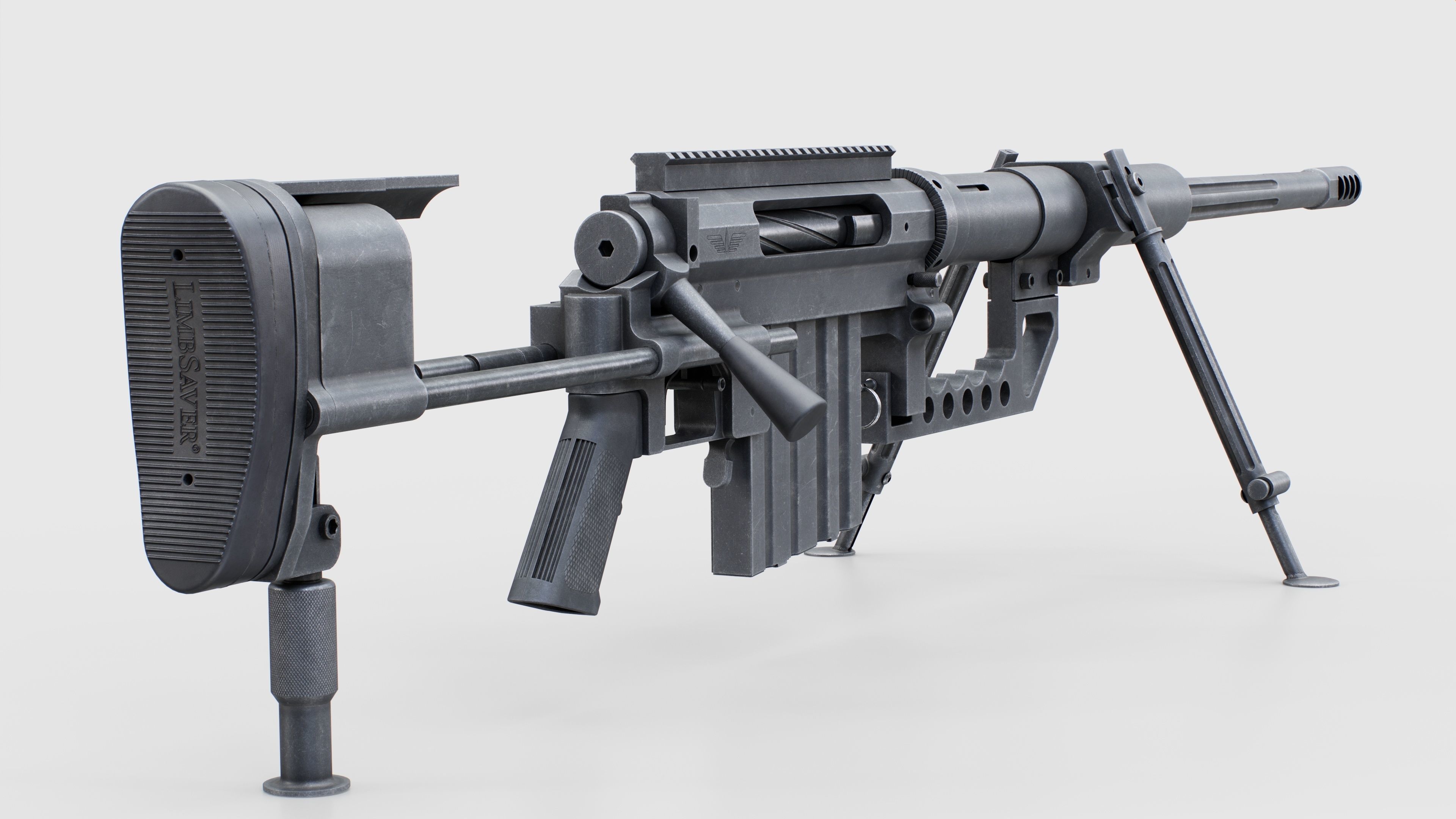 CheyTac M200 Intervention Sniper Rifle Low-poly 3D model_22