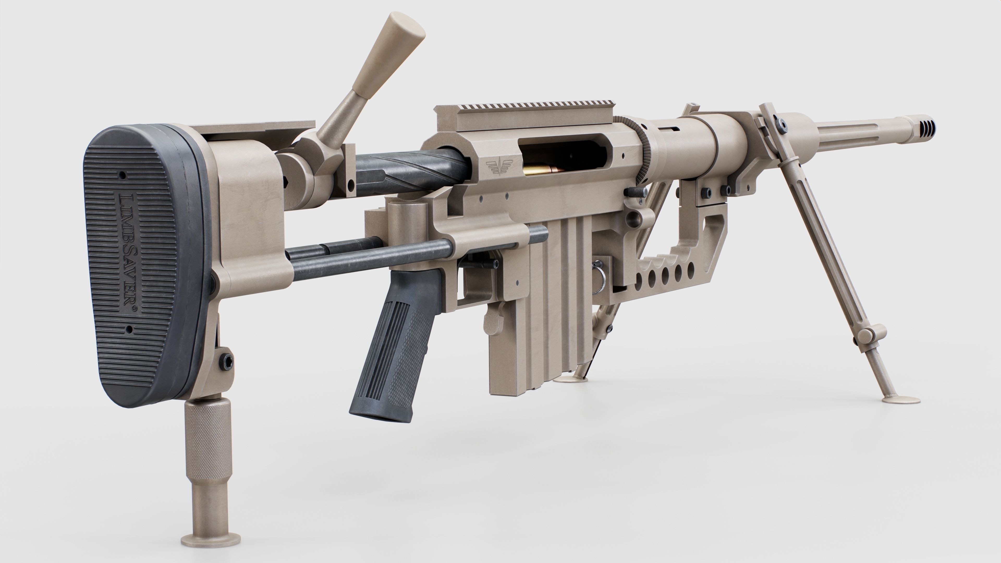 CheyTac M200 Intervention Sniper Rifle Low-poly 3D model_25