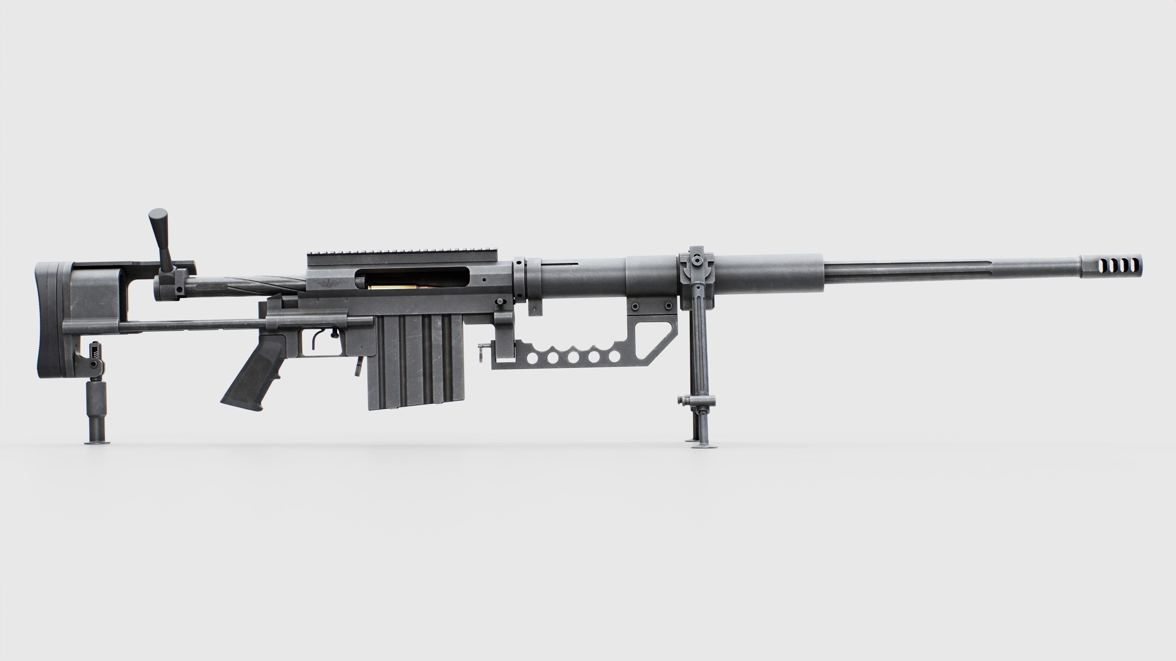 CheyTac M200 Intervention Sniper Rifle Low-poly 3D model_3