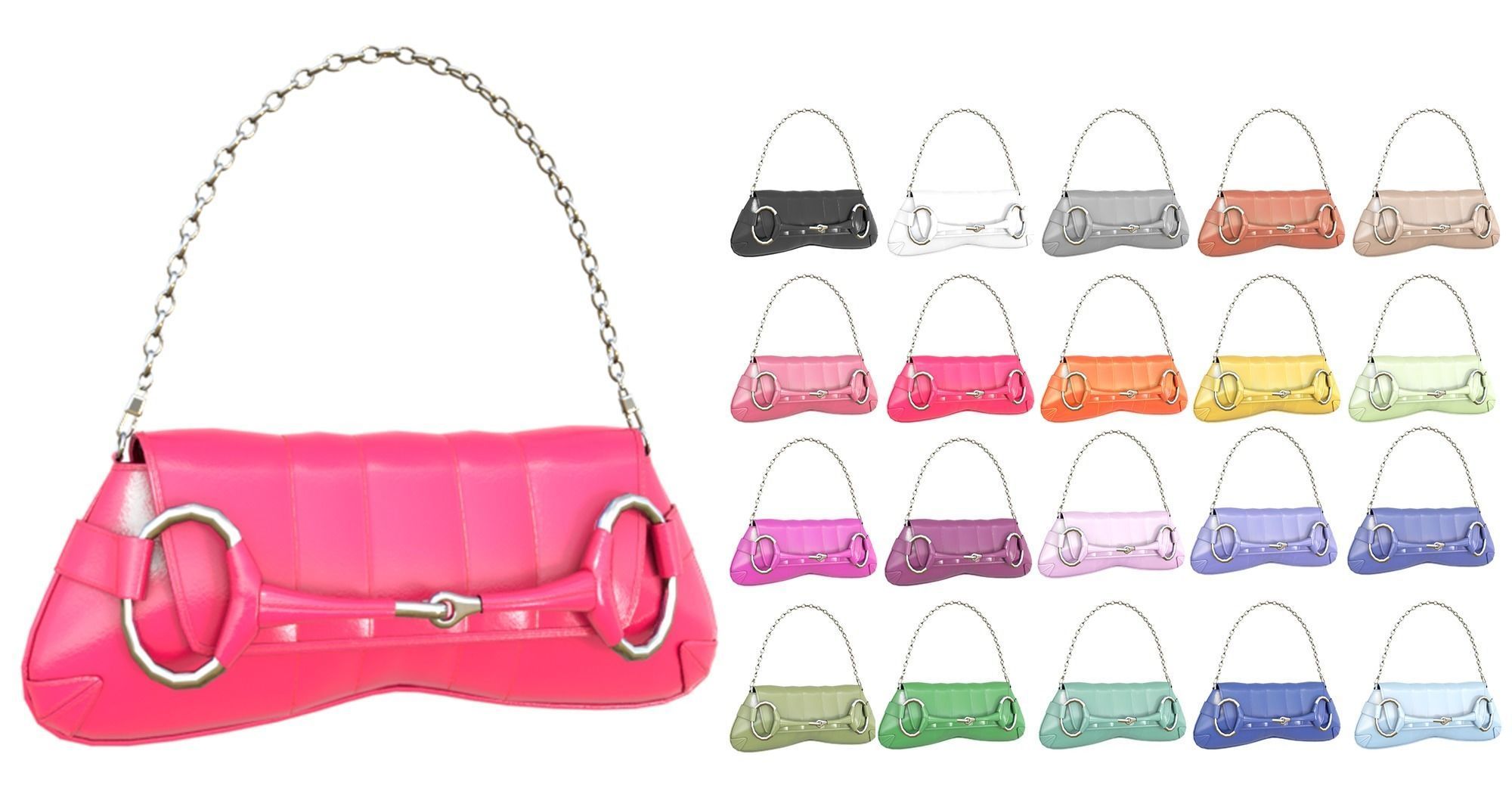 Gucci horsebit chain shoulder bag - 3D MODEL Low-poly 3D model_3