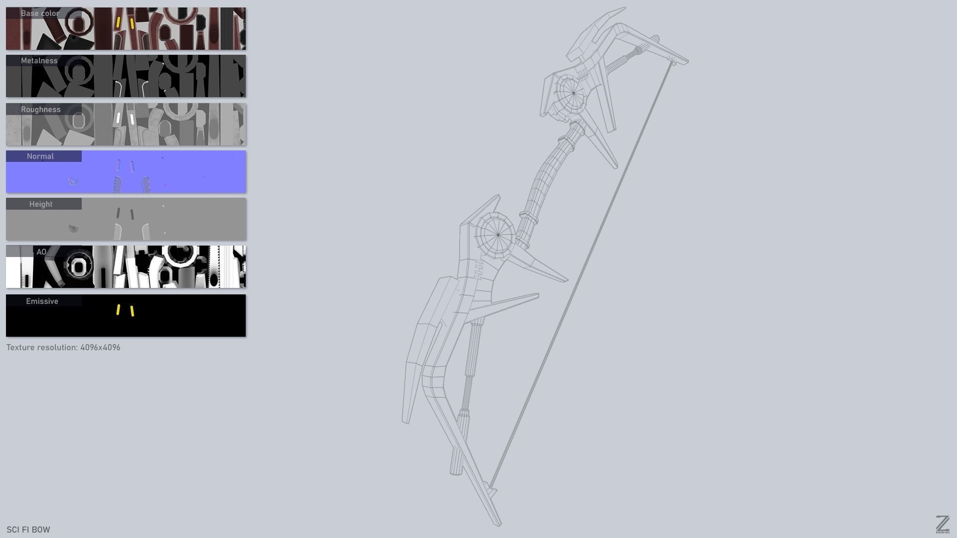 Scifi bow Low-poly 3D model_2