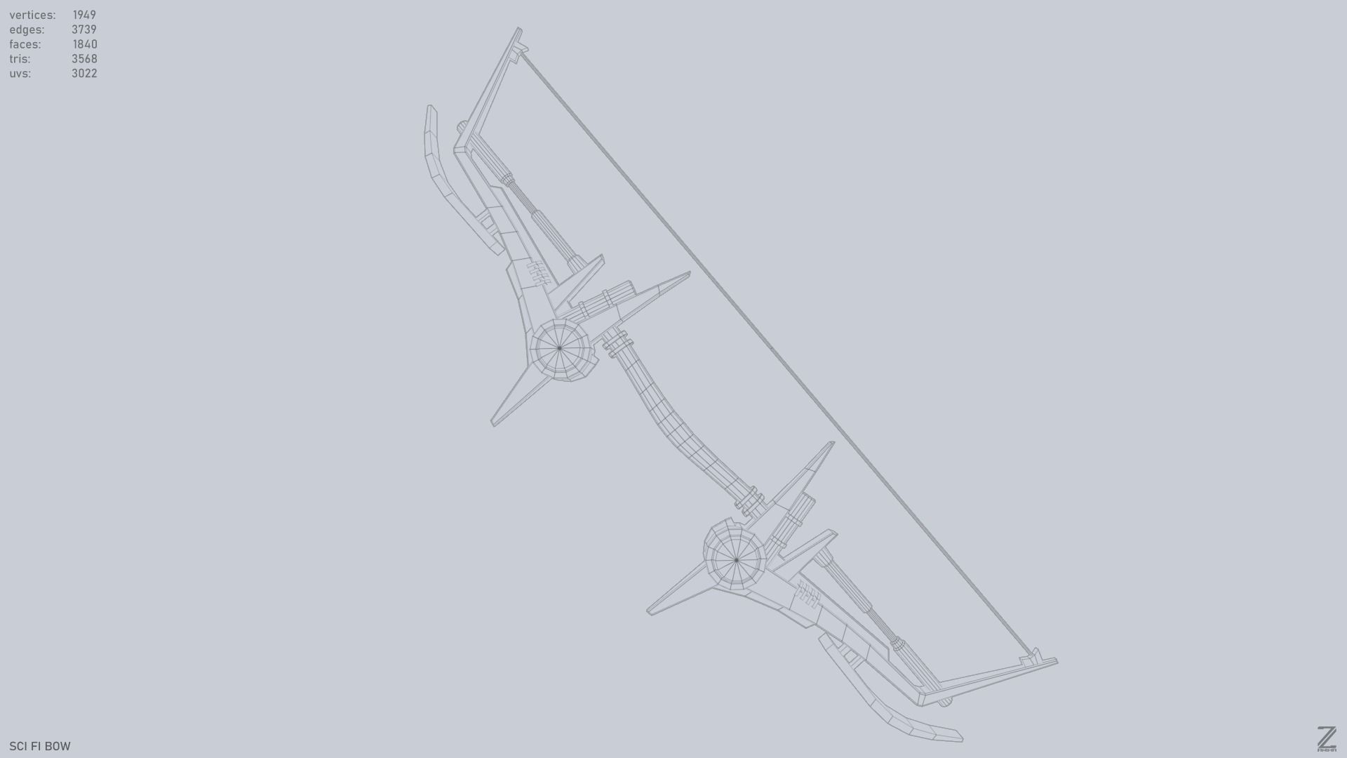 Scifi bow Low-poly 3D model_9