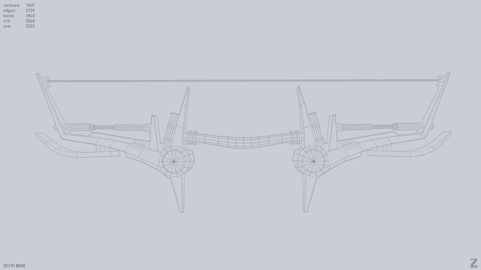 Scifi bow Low-poly 3D model_10