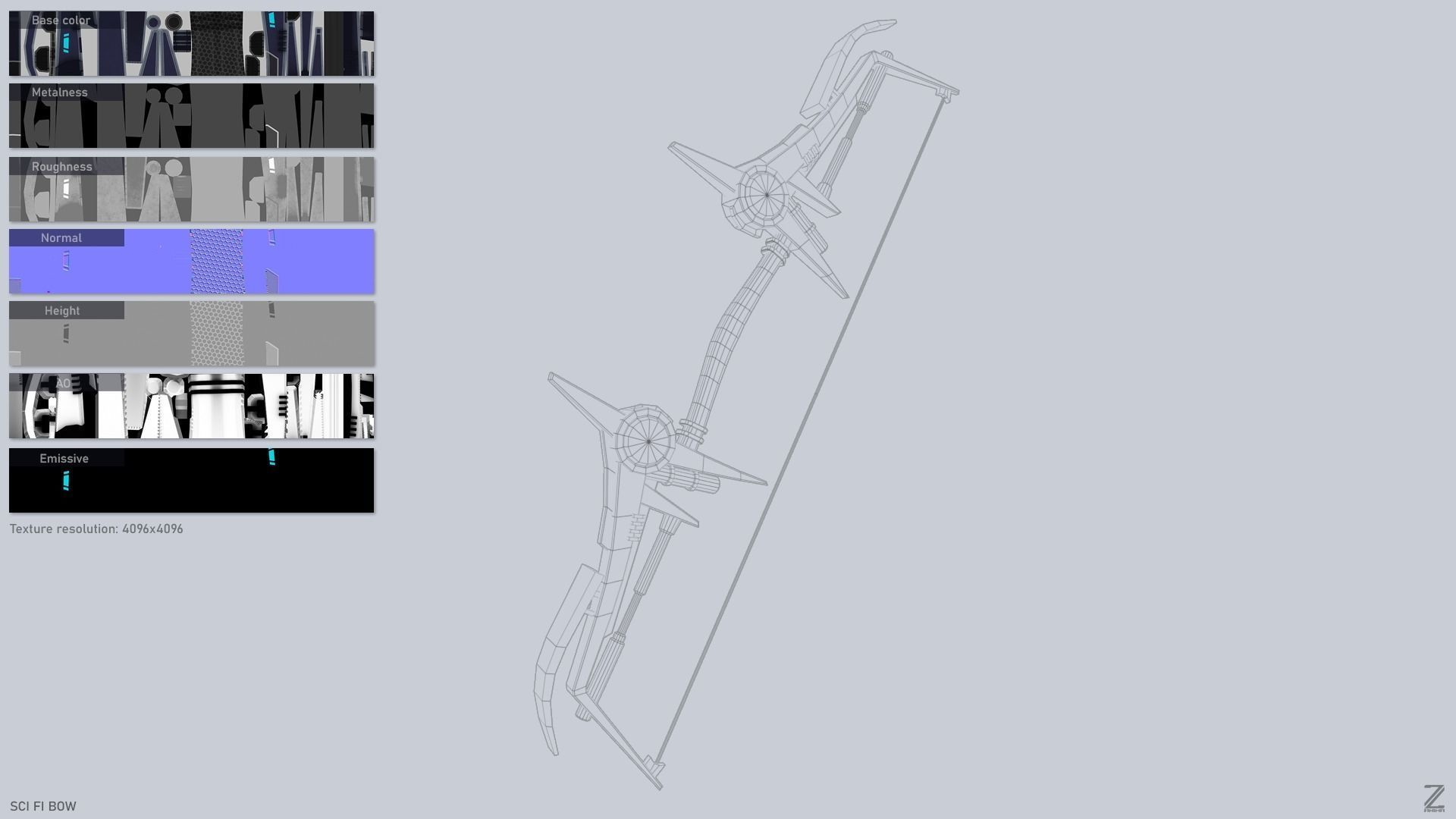 Scifi bow Low-poly 3D model_2