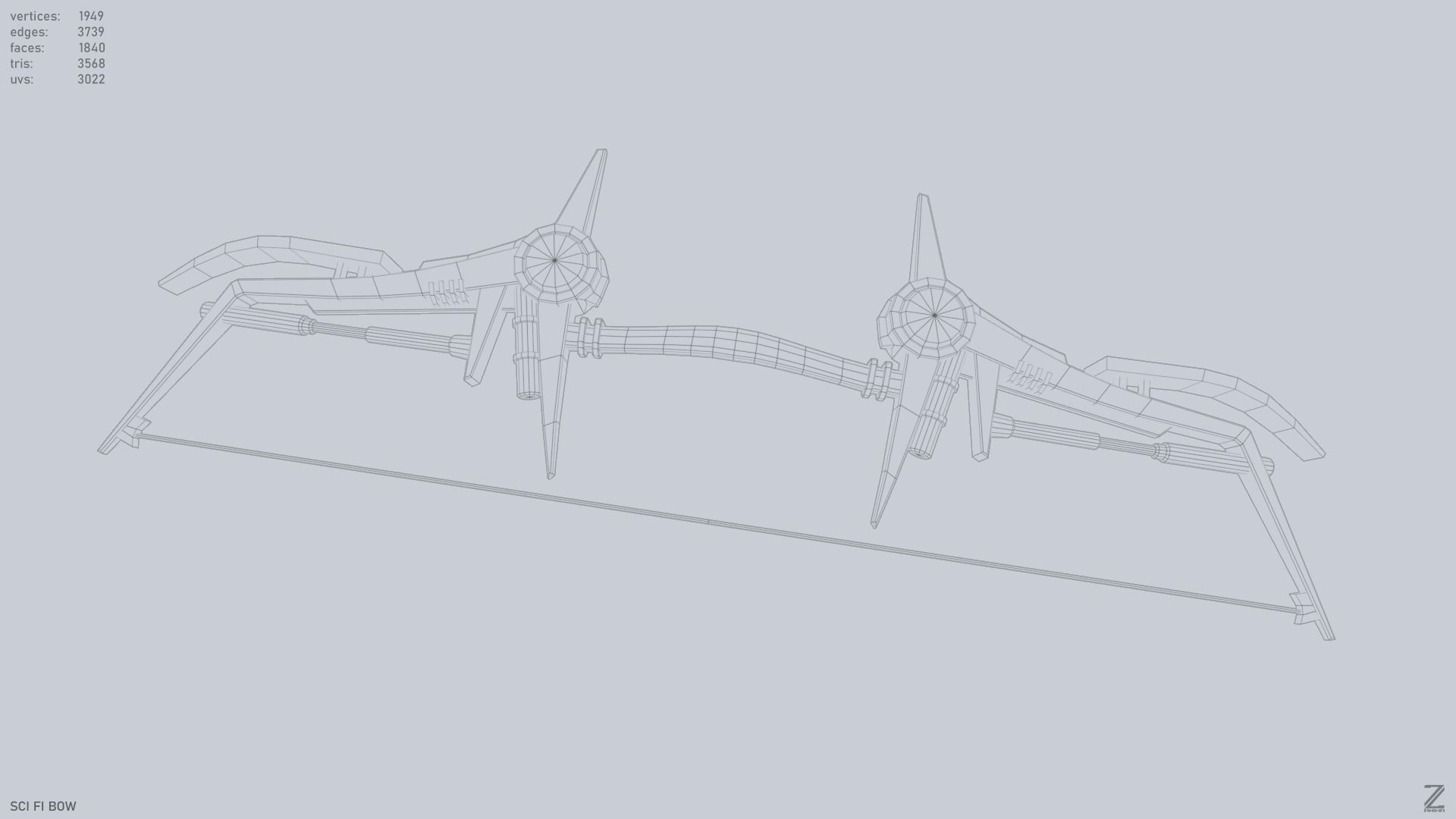 Scifi bow Low-poly 3D model_12