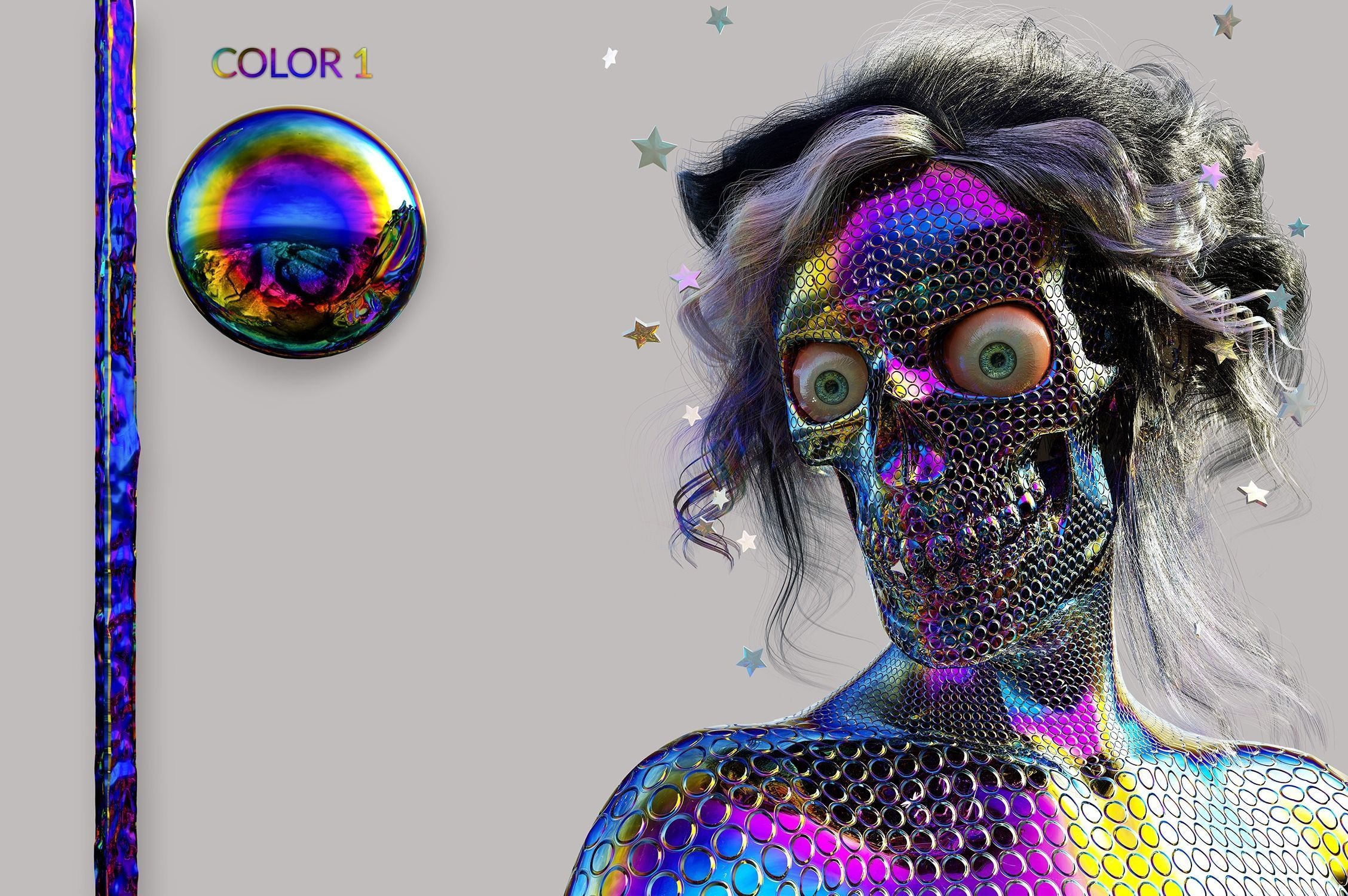 Holographic Materials for Octane Render 3D model_4