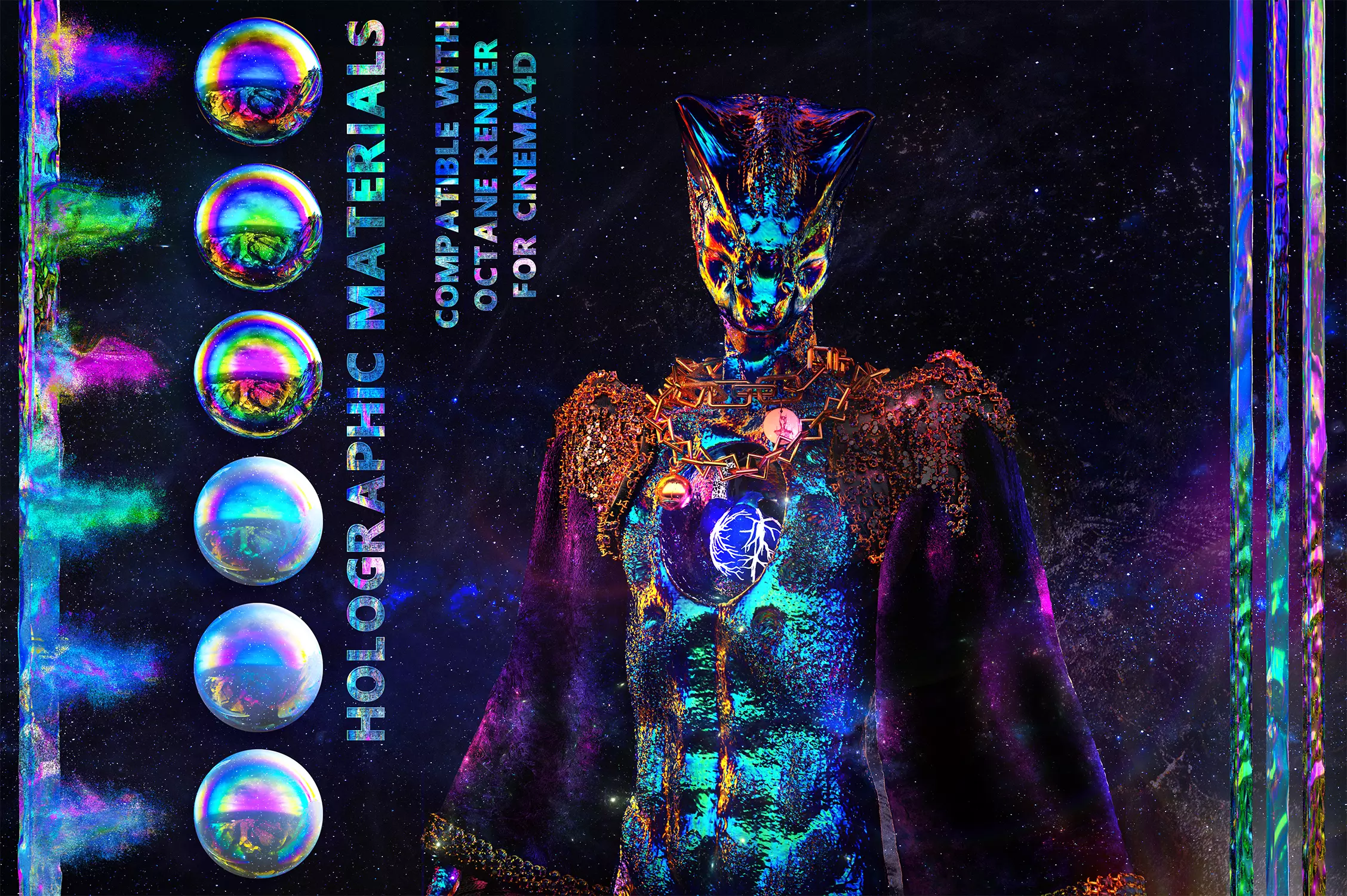 Holographic Materials for Octane Render 3D model_0