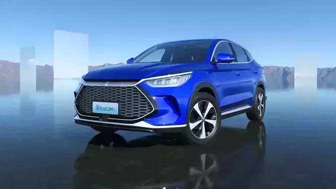 BYD SONG PLUS DM-i AWD 2022 with interior Low-poly 3D model
