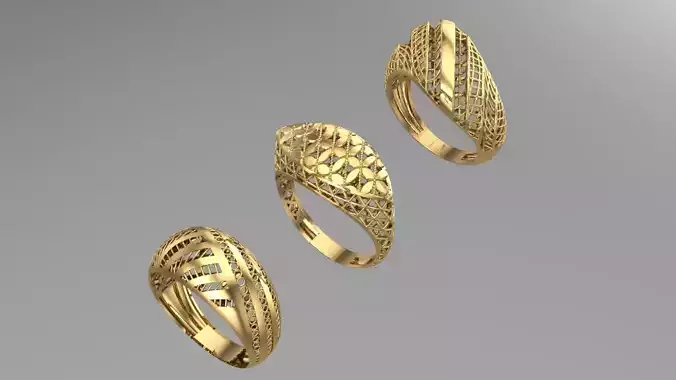Triple Gold Fusion rings 3D print model