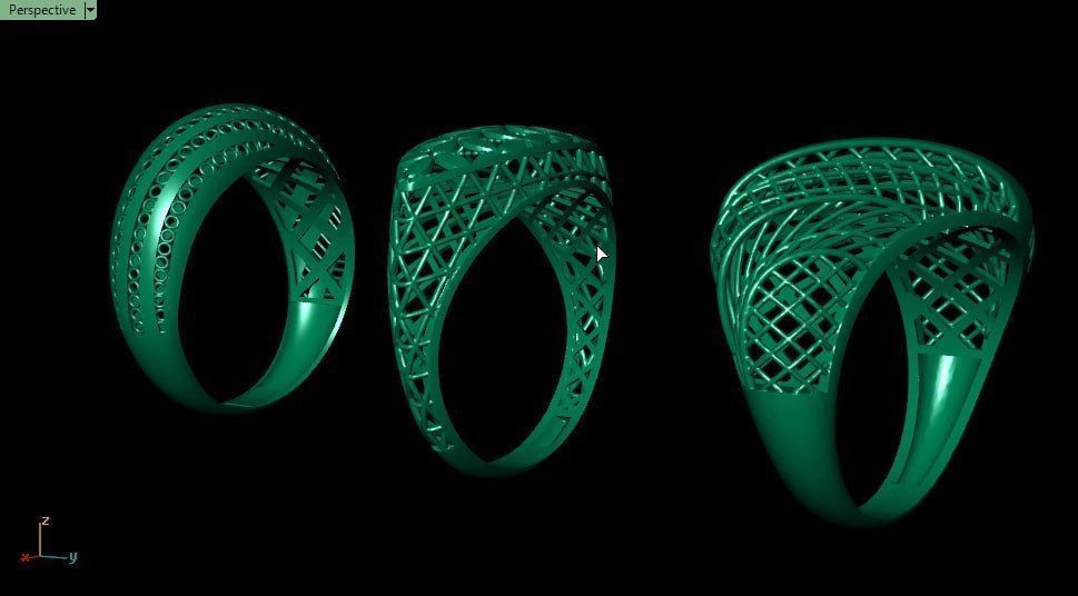 Triple Gold Fusion rings 3D print model_3