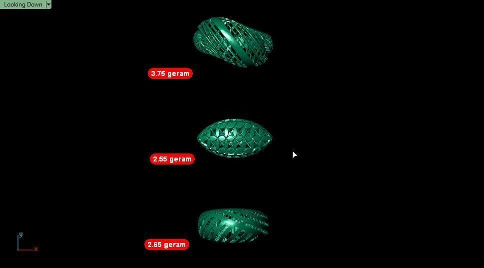 Triple Gold Fusion rings 3D print model_5