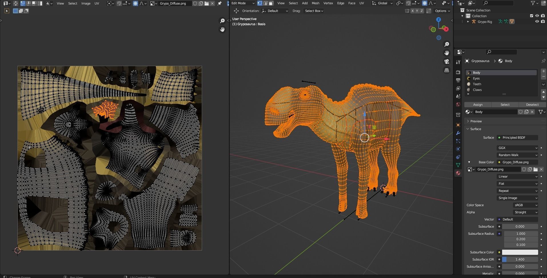Gryposaurus notabilis Low-poly 3D model_7