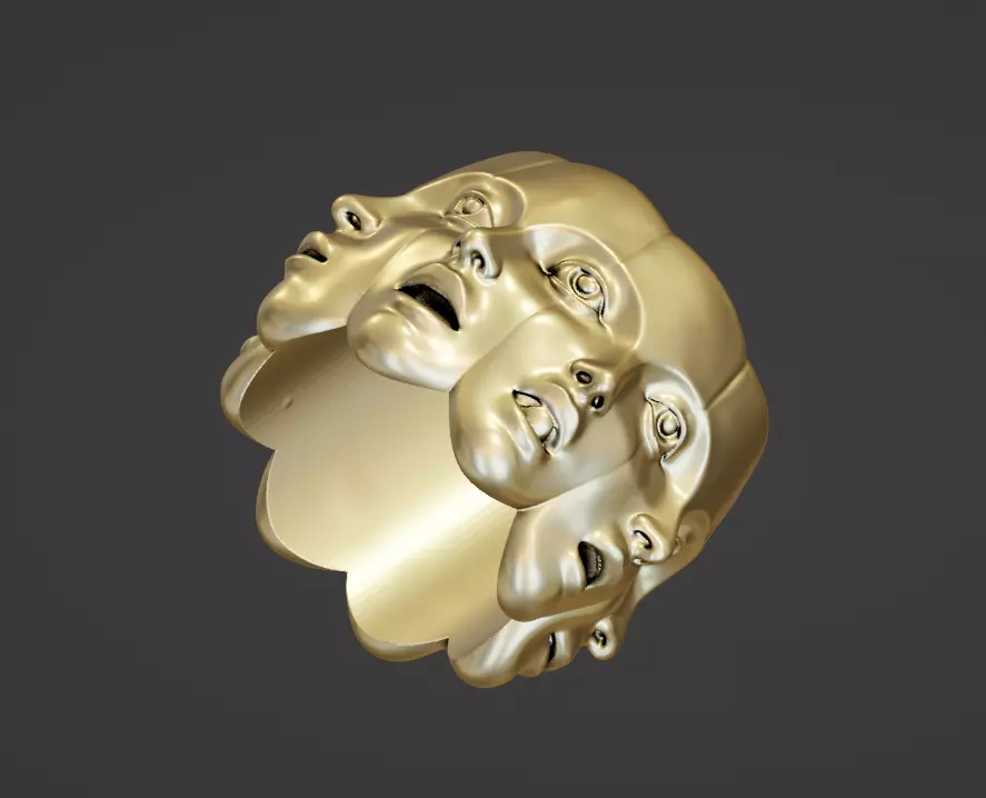 3d faces spelling I love you ring 3D print model