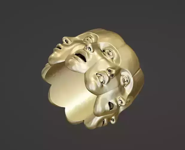 3d faces spelling I love you ring 