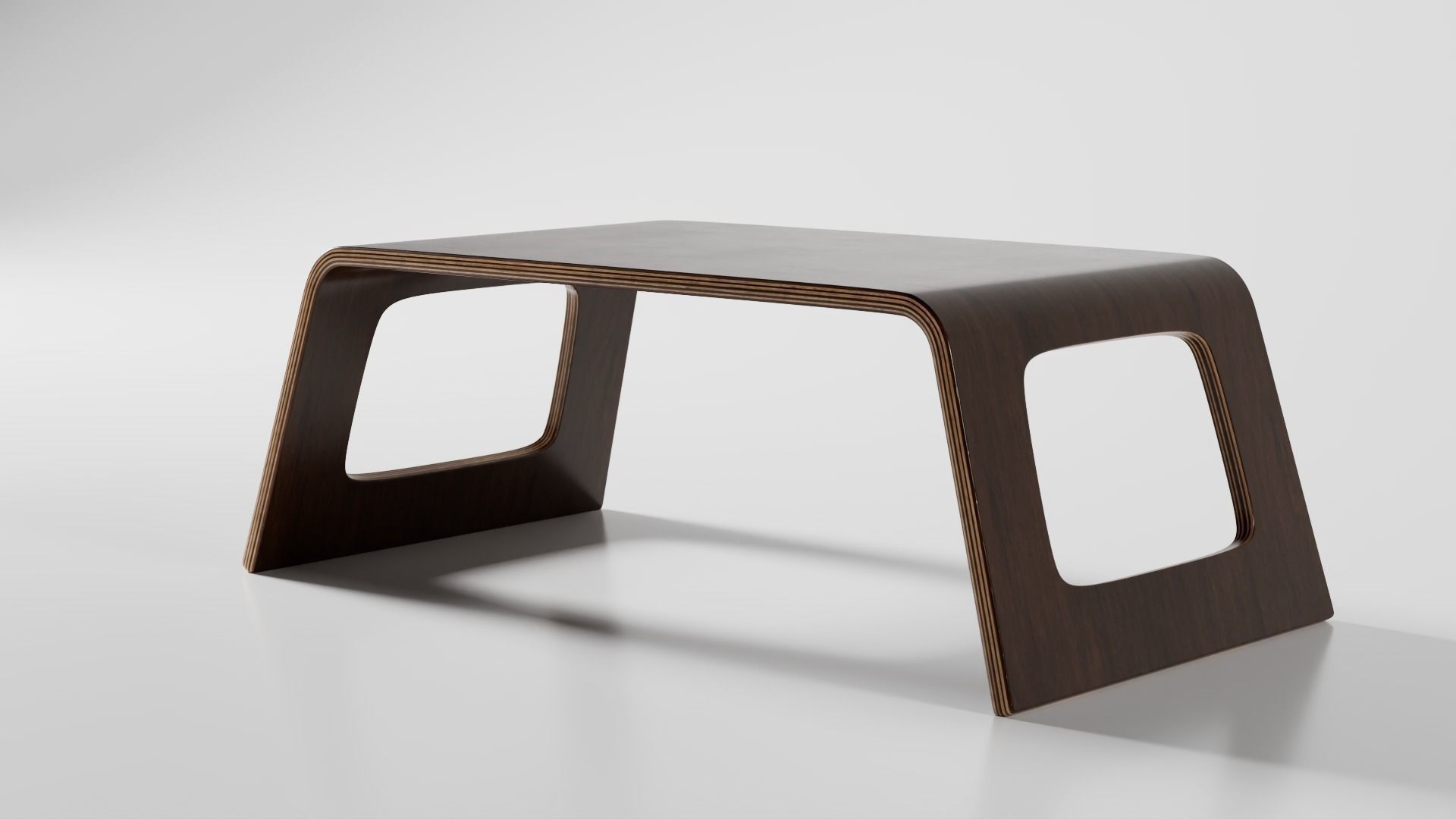 Modern Walnut Tray Table 3D model_1
