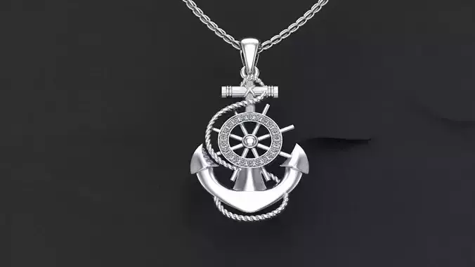 Anchor gold pendant 3D model