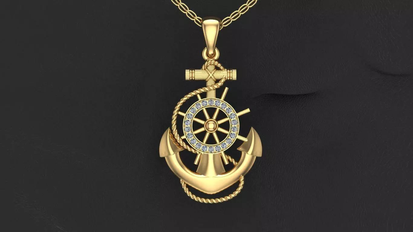 Anchor gold pendant 3D model 3D print model