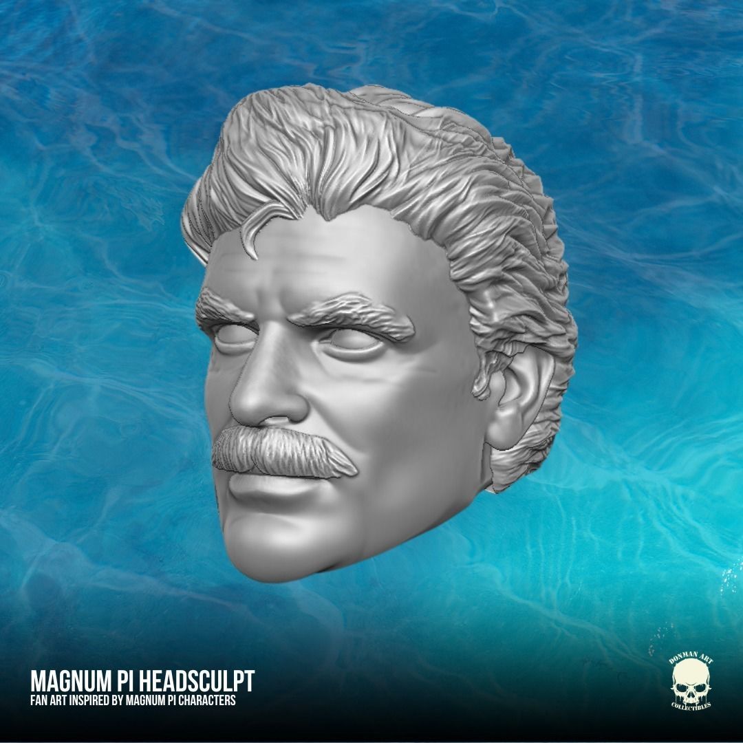 Magnum PI Fan Art Head 3D printable File 3D print model_3