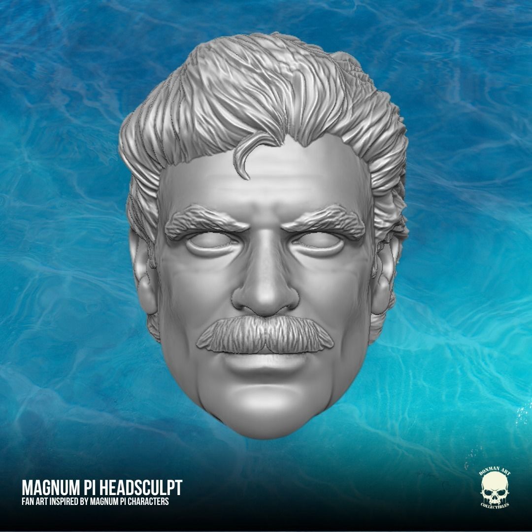 Magnum PI Fan Art Head 3D printable File 3D print model_9