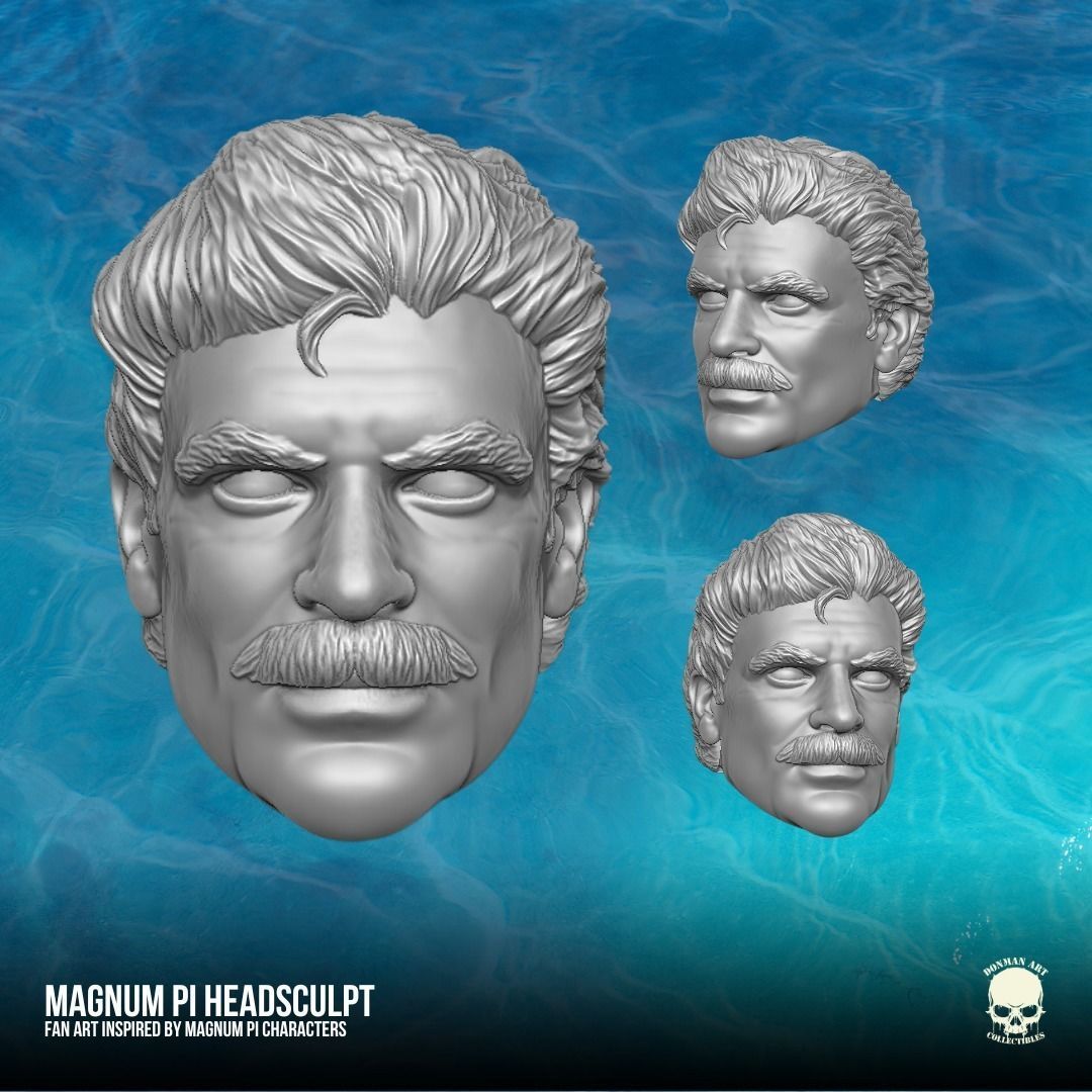 Magnum PI Fan Art Head 3D printable File 3D print model_19