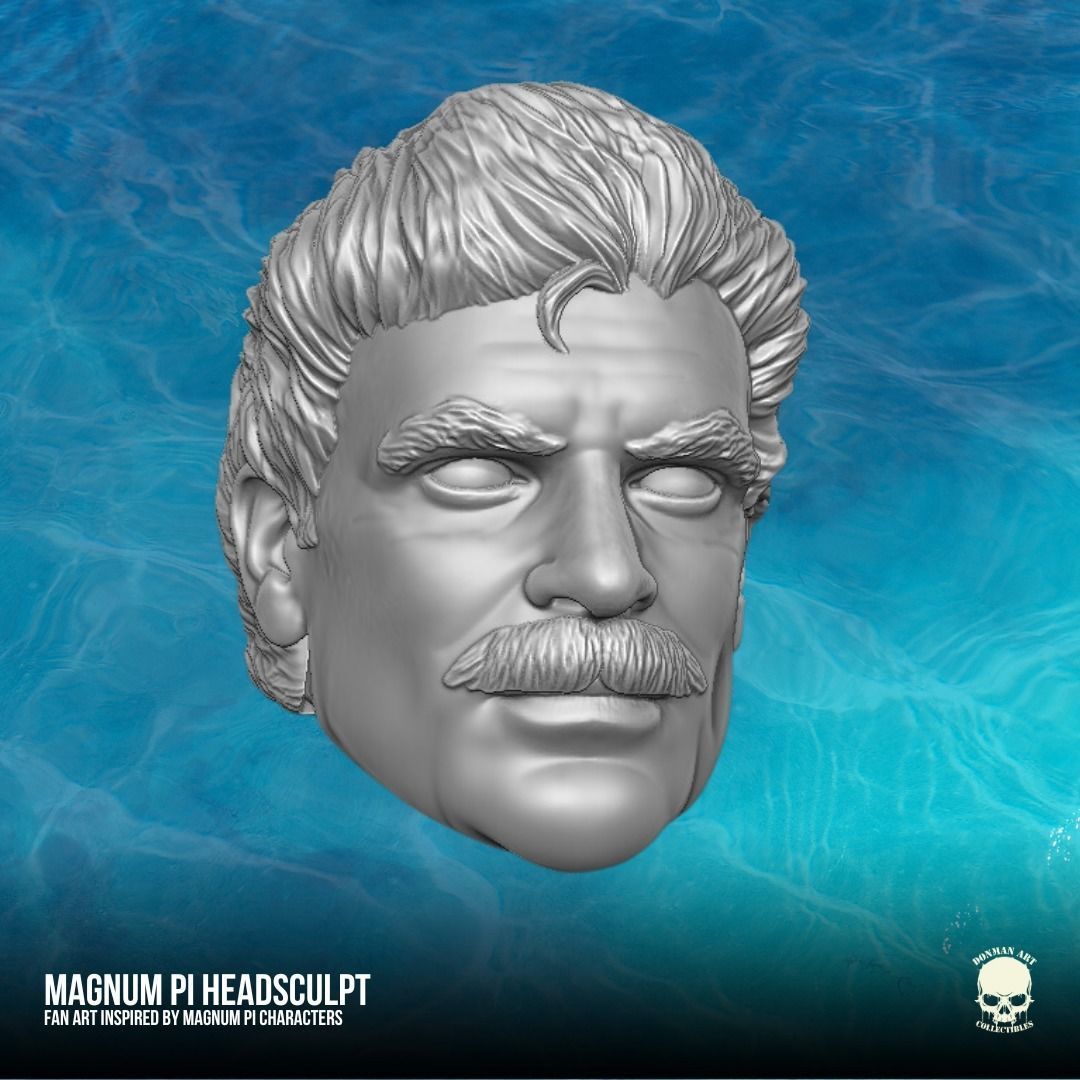 Magnum PI Fan Art Head 3D printable File 3D print model_13