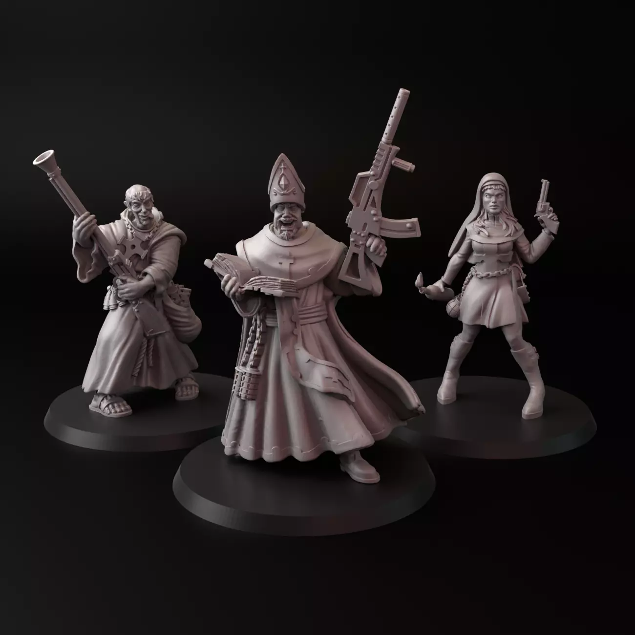 Armed priests 3D print model