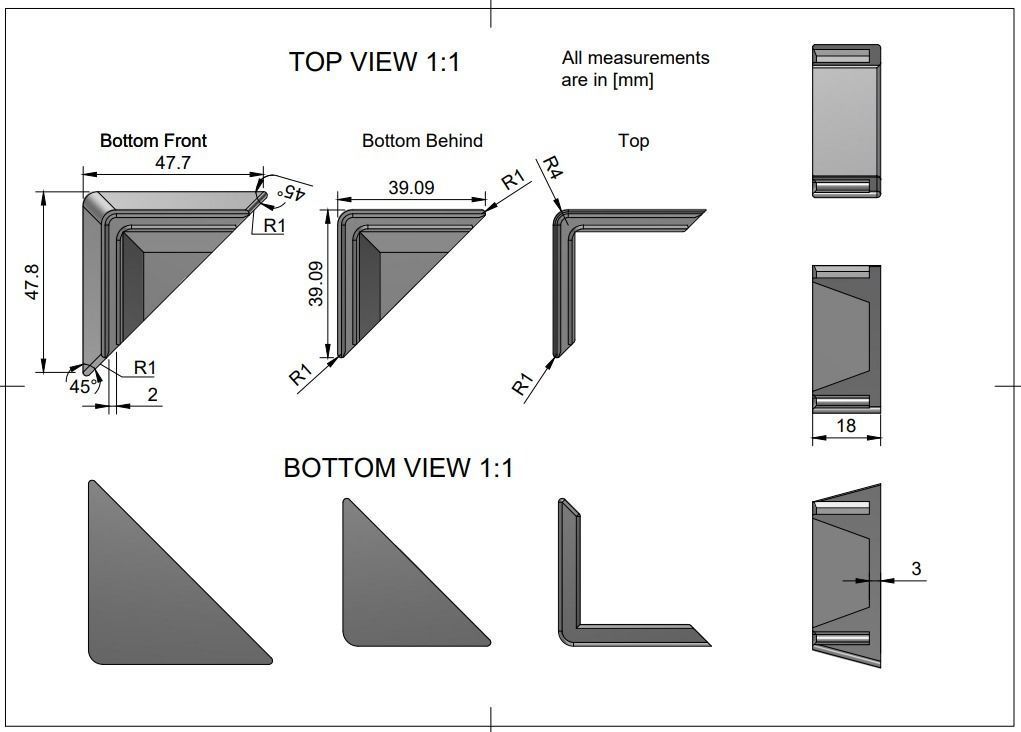 Corner feet L profile foot Shelf Cap End caps 3D print model_9