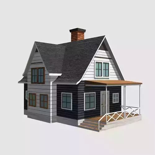 American Style Cottage - Town House Model Low-poly 3D model American Style Cottage - Town House Model Low-poly 3D model