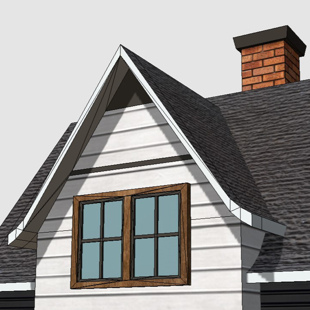 American Style Cottage - Town House Model Low-poly 3D model_7