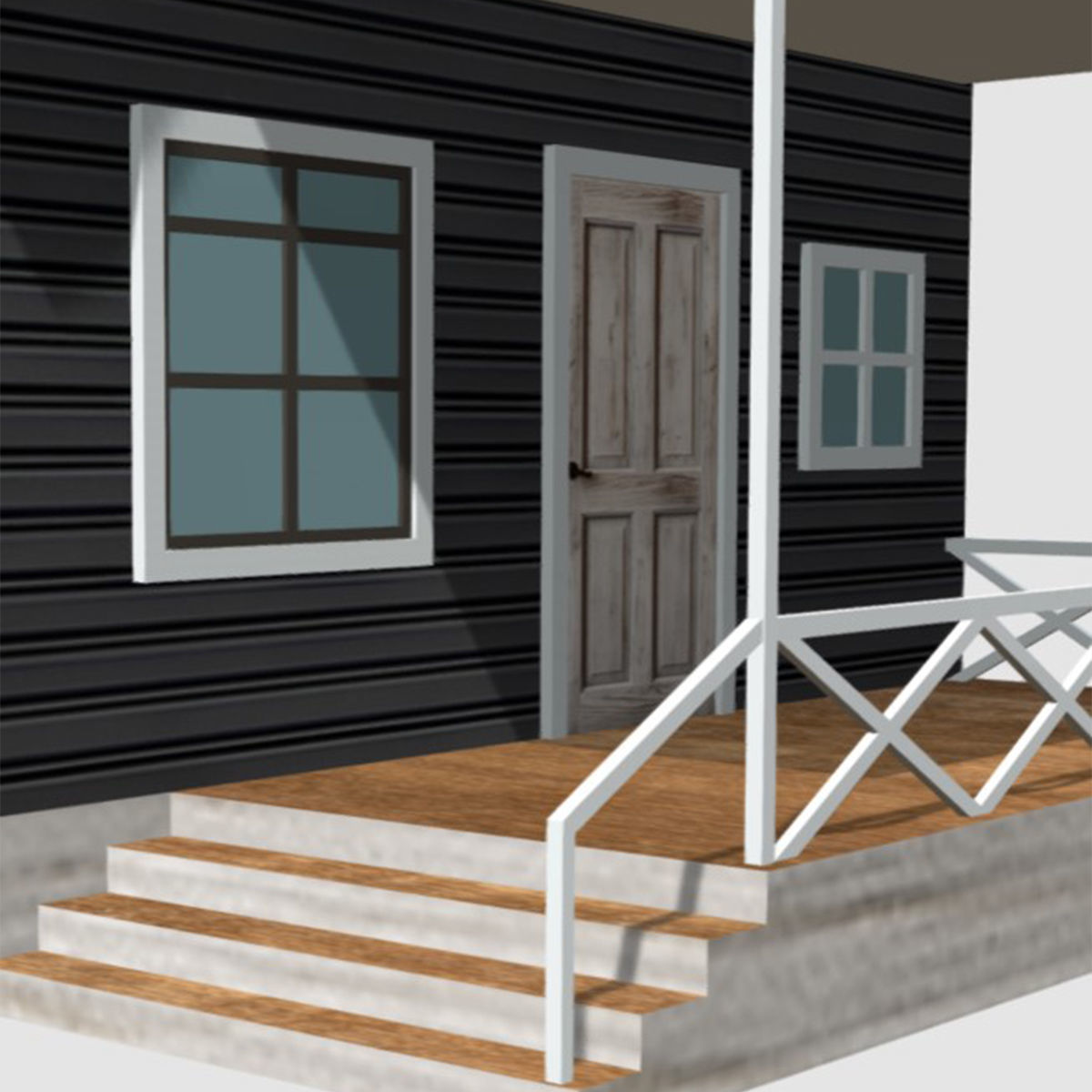 American Style Cottage - Town House Model Low-poly 3D model_5