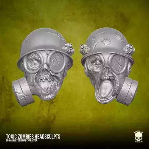 Toxic Zombie Heads 3D printable files for action figures