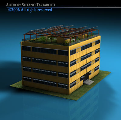 Ecological building cutaway 3D model_1