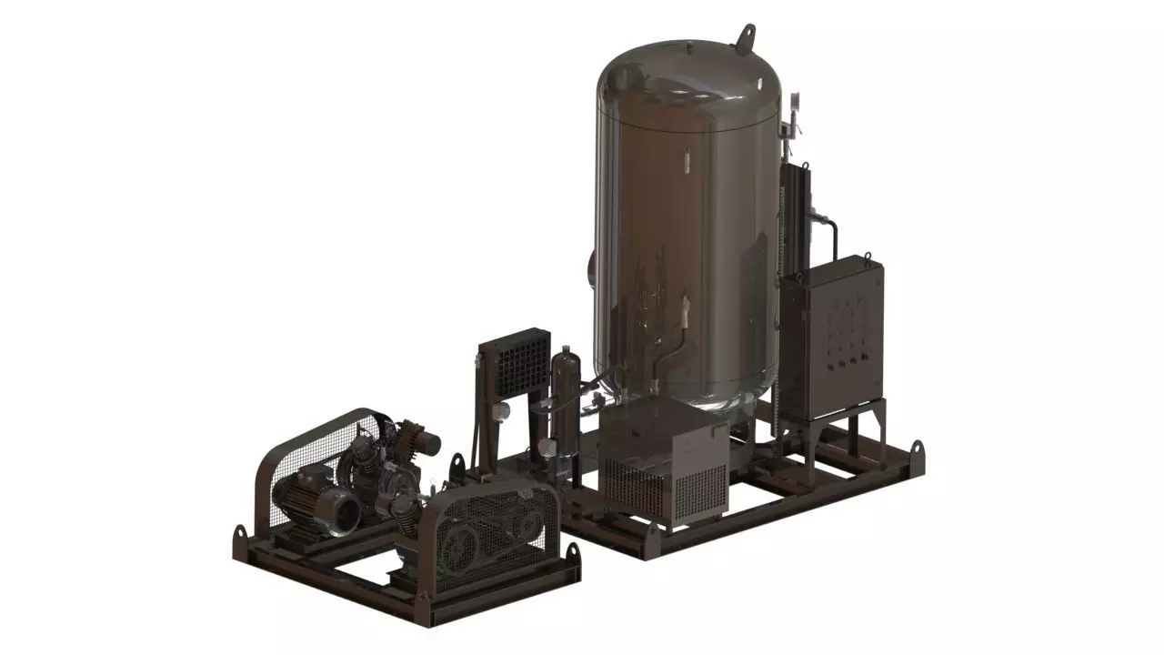 High-Low-Pressure Compressed Air System 3D model_0