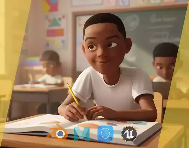 Afro boy toon cartoon Black Male  stylized