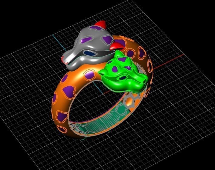 panther head ring  3D print model_3