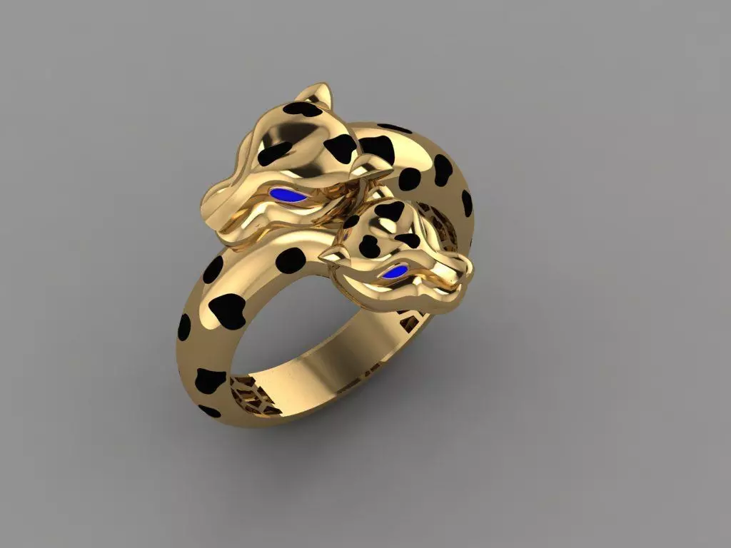 panther head ring  3D print model_0