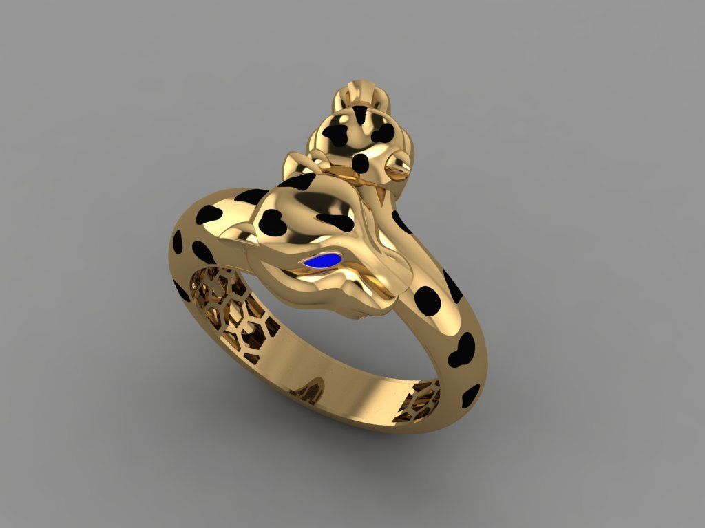 panther head ring  3D print model_1