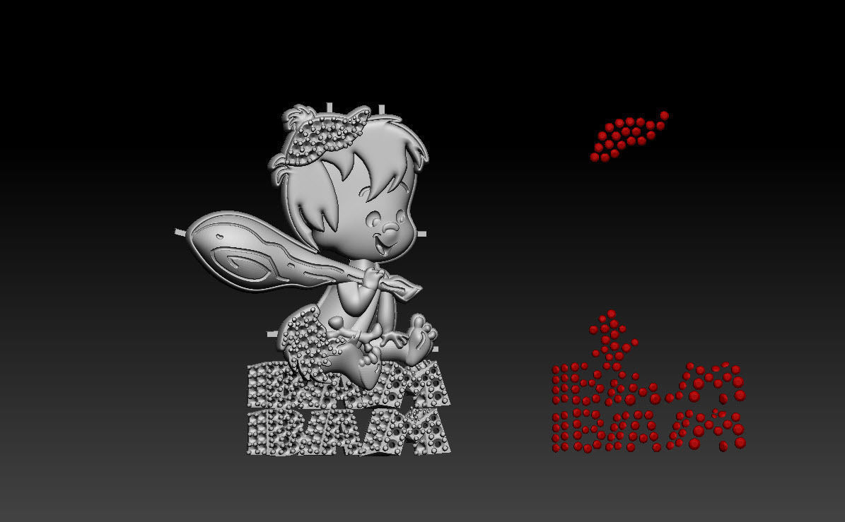 Bam bam flintstone rubble iced pendant  3D print model_4