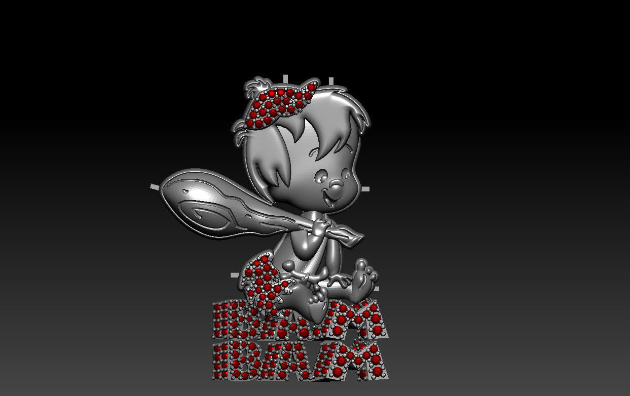 Bam bam flintstone rubble iced pendant  3D print model_5