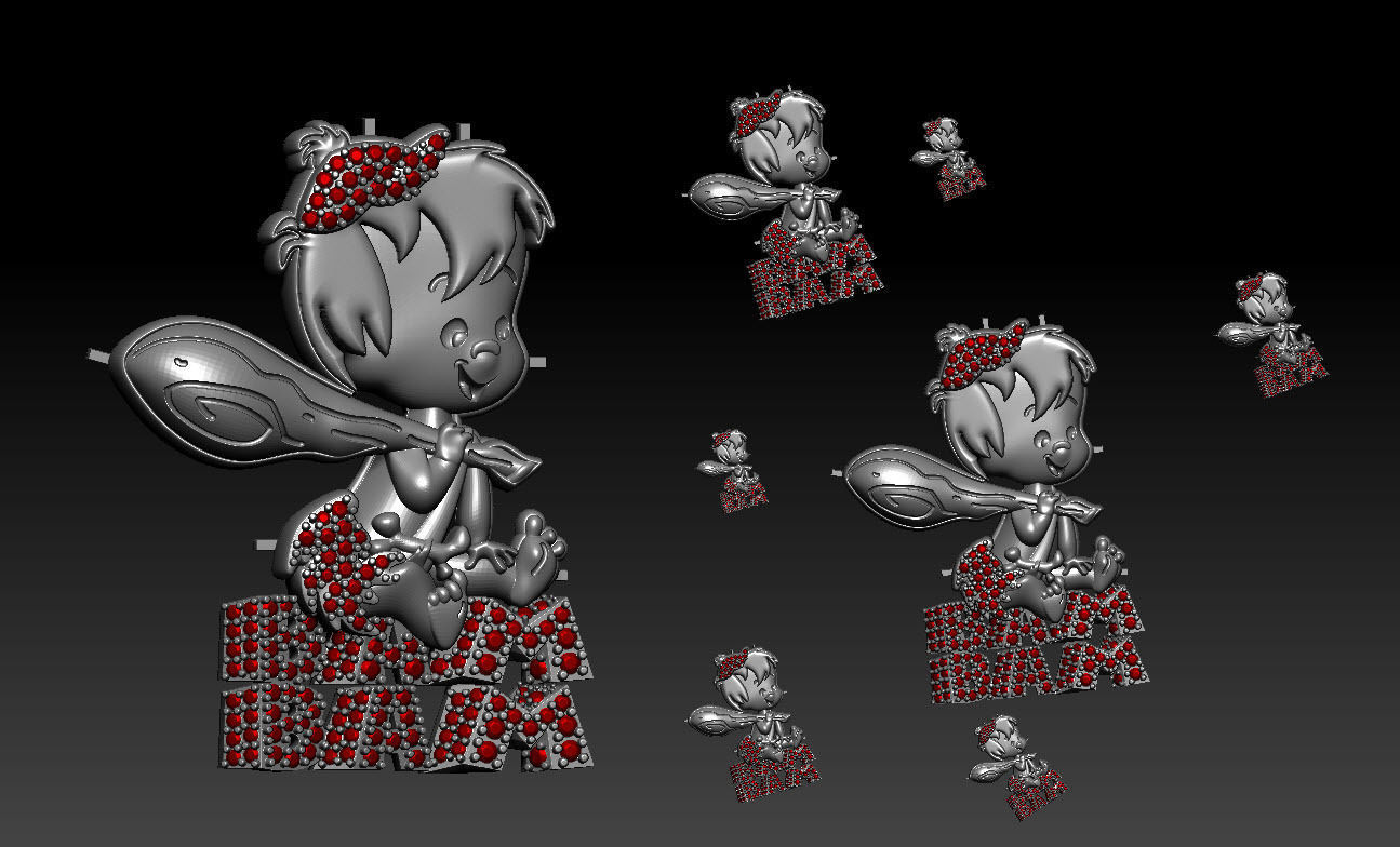 Bam bam flintstone rubble iced pendant  3D print model_10