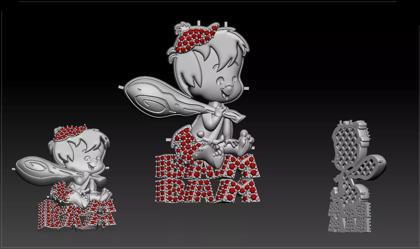 Bam bam flintstone rubble iced pendant  3D print model_0