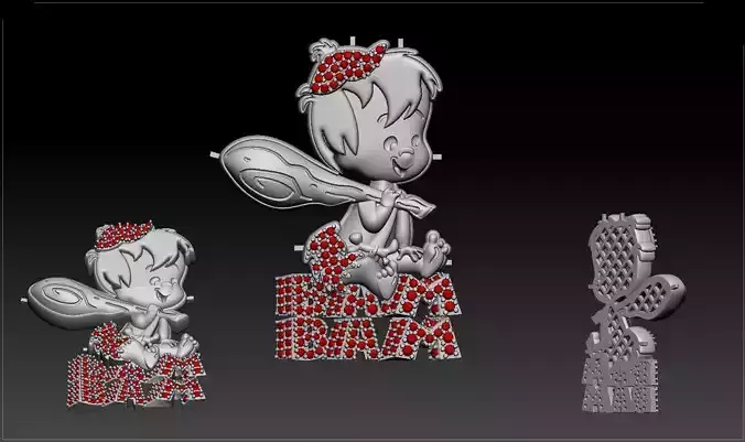 Bam bam flintstone rubble iced pendant  3D print model