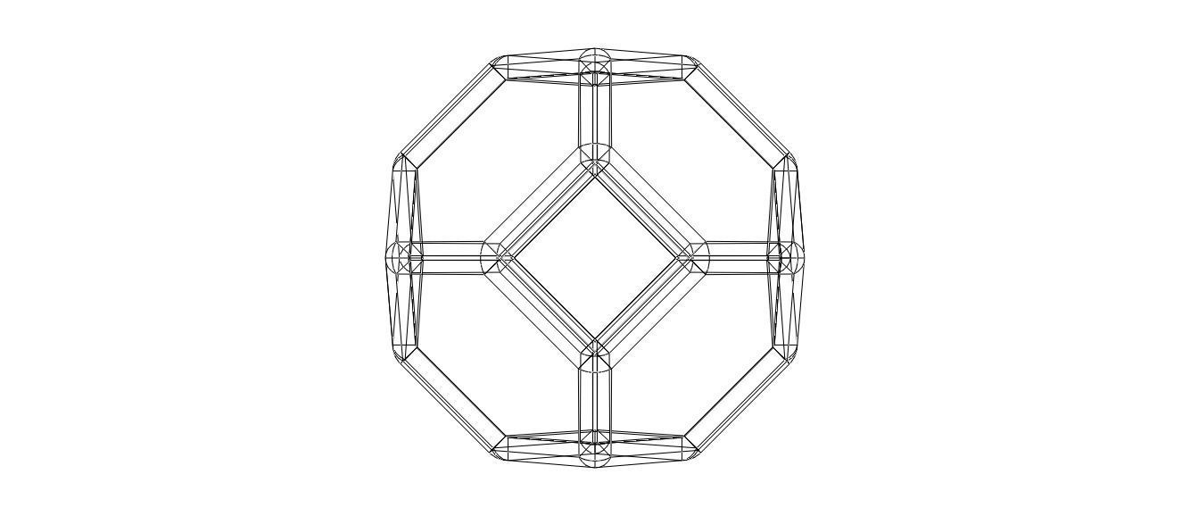 Wireframe Shape Truncated Octahedron 3D print model_36