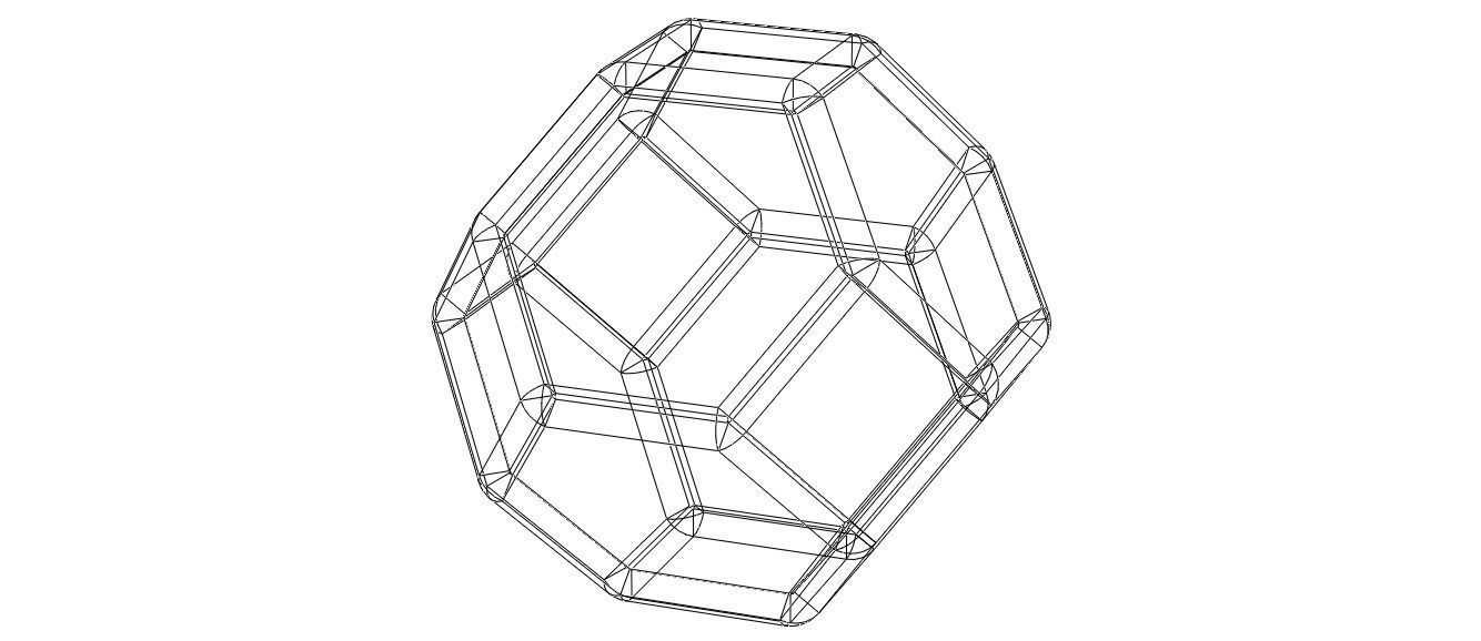 Wireframe Shape Truncated Octahedron 3D print model_4