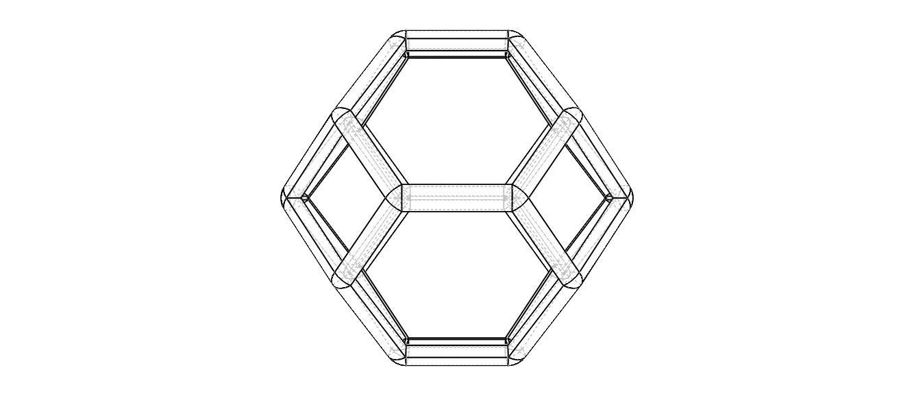 Wireframe Shape Truncated Octahedron 3D print model_39