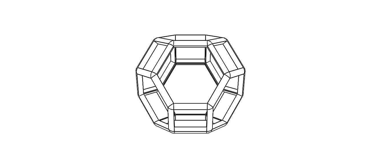 Wireframe Shape Truncated Octahedron 3D print model_26