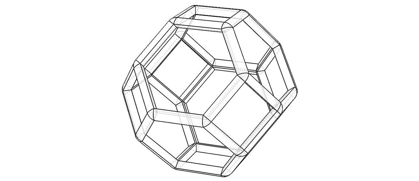 Wireframe Shape Truncated Octahedron 3D print model_3