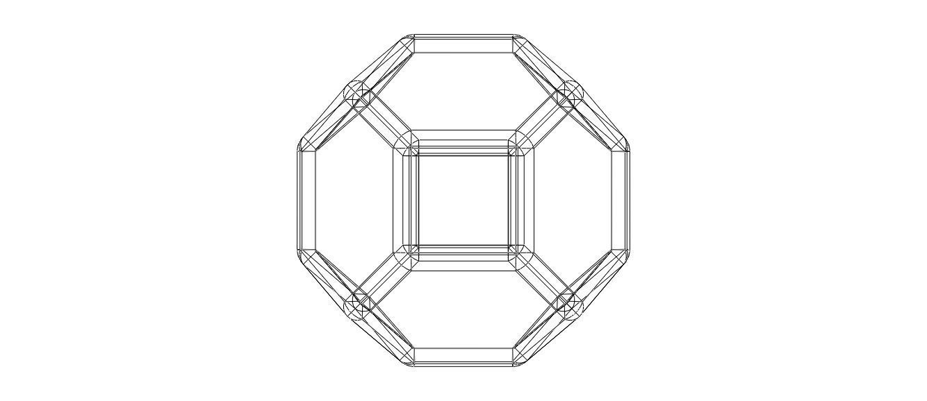 Wireframe Shape Truncated Octahedron 3D print model_32